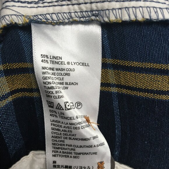 Tommy Bahama Mens Linen Shorts size 40 Blue Plaid Flat Front Casual Summer - Picture 7 of 14